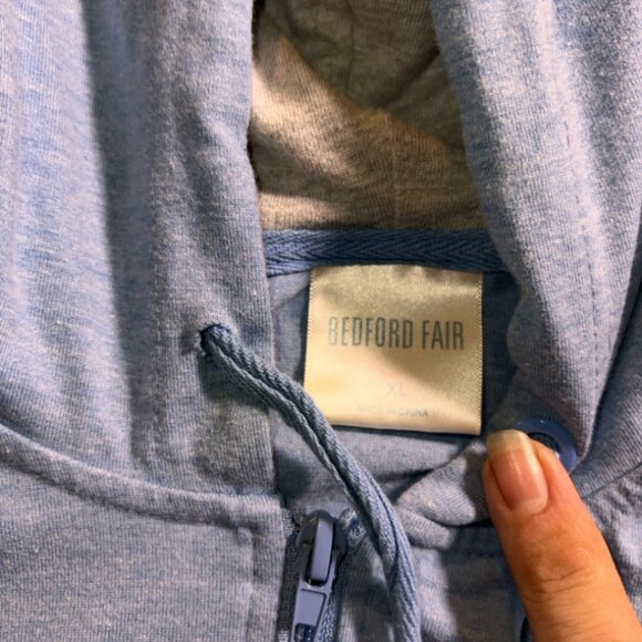 Bedford Fair Women XL Blue Gray Zipper Front Pocket Hoodie Light Jacket‎ (T) - Picture 5 of 7